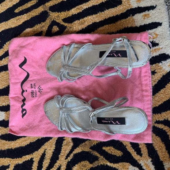 Women's Silver Strappy Sandals - Picture 6 of 7